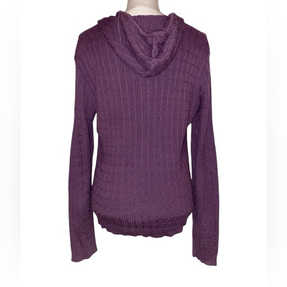 Caribbean Joe Ladies Purple Knit Lightweight Zippered Hoodie in Size Large - Picture 2 of 5